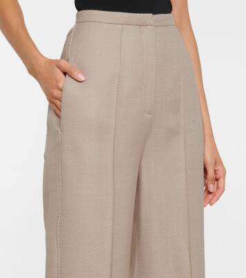 Pantalon droit à taille haute en laine mélangée | Toteme