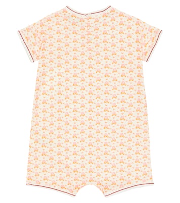 Baby Petersham cotton bodysuit and bib set | Caramel