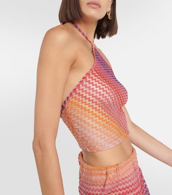 Crop top de cuello halter en zigzag | Missoni Mare