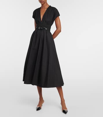 Abito midi in popeline di cotone con cintura | Alaïa