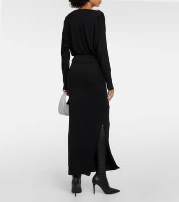 Falda midi Hilton de jersey fruncida | Velvet