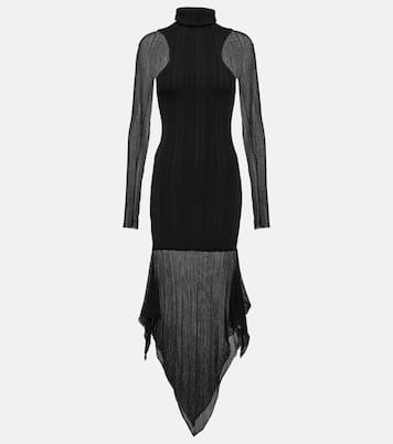 Falda midi asimétrica de punto acanalado | Mugler
