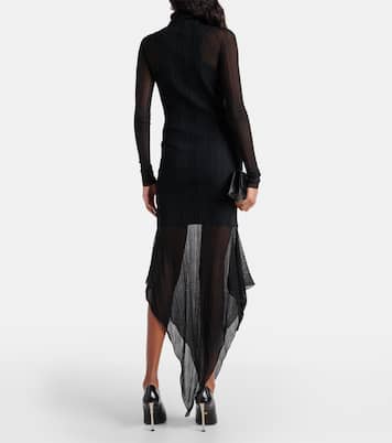 Falda midi asimétrica de punto acanalado | Mugler