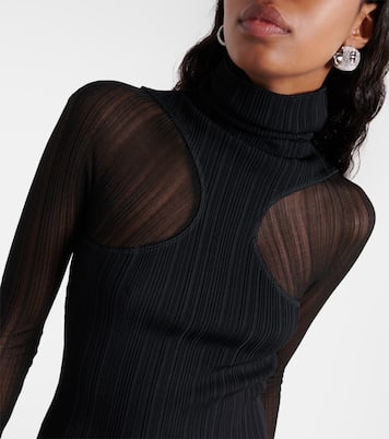 Falda midi asimétrica de punto acanalado | Mugler