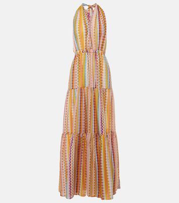 Vestido largo de algodón y seda en zigzag | Missoni