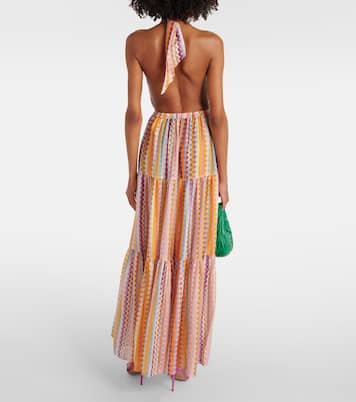 Vestido largo de algodón y seda en zigzag | Missoni