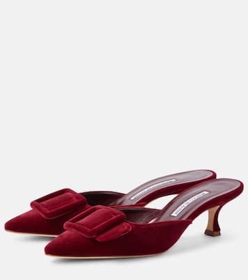 Mules Maysale 50 in velluto | Manolo Blahnik