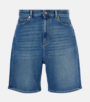 Shorts in denim con pelle | Valentino