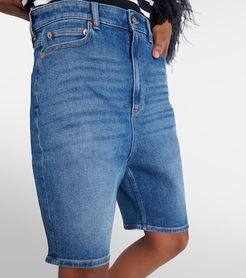 Shorts in denim con pelle | Valentino