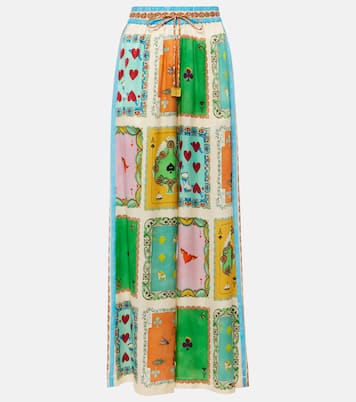Bedruckte Palazzo-Hose Rummy aus Seidensatin | Alémais
