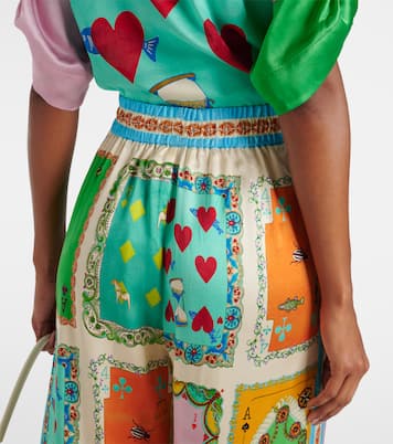 Bedruckte Palazzo-Hose Rummy aus Seidensatin | Alémais