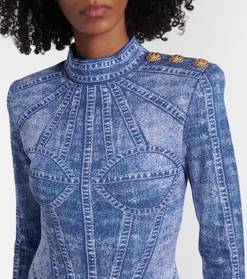 Vestido corto trompe l'œil en jacquard | Balmain