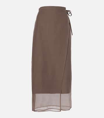 Gonna midi in misto cotone | Brunello Cucinelli