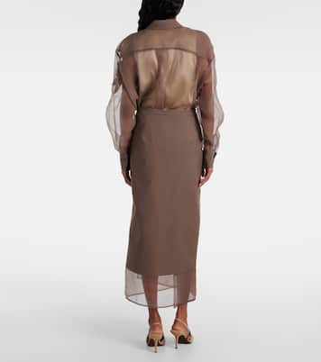 Gonna midi in misto cotone | Brunello Cucinelli