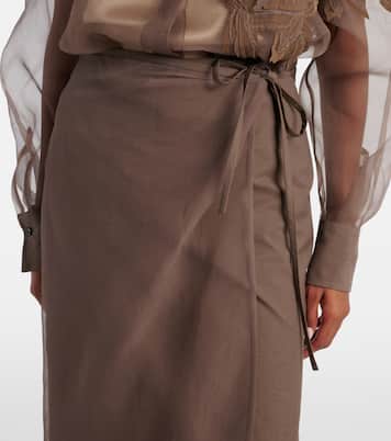 Gonna midi in misto cotone | Brunello Cucinelli