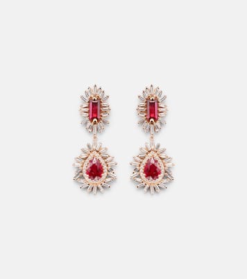 Boucles d'oreilles Doublet en or rose 18 ct, rubis et diamants | Suzanne Kalan