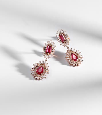 Boucles d'oreilles Doublet en or rose 18 ct, rubis et diamants | Suzanne Kalan