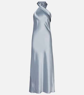 Cropped Pandora satin midi dress | Galvan