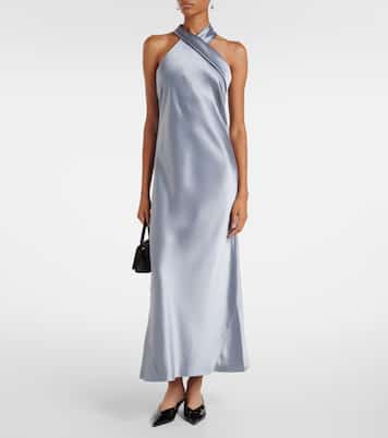 Cropped Pandora satin midi dress | Galvan