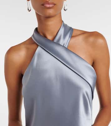 Cropped Pandora satin midi dress | Galvan
