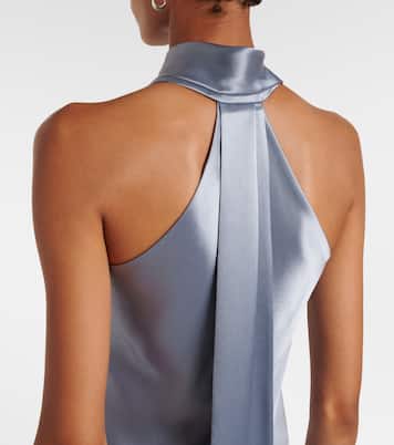 Cropped Pandora satin midi dress | Galvan
