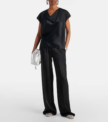 Draped silk satin top | Vince