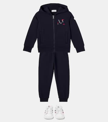 طقم جاكيت وبنطلون رياضي من القطن بلوغو | Moncler Enfant
