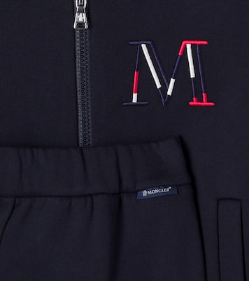 طقم جاكيت وبنطلون رياضي من القطن بلوغو | Moncler Enfant