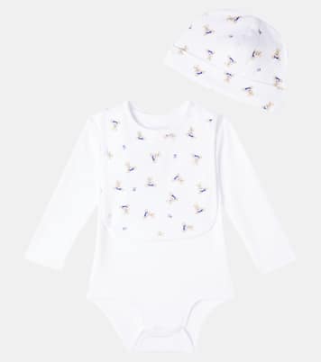 Baby set of Polo Bear cotton bodysuit, bib and beanie | Polo Ralph Lauren Kids