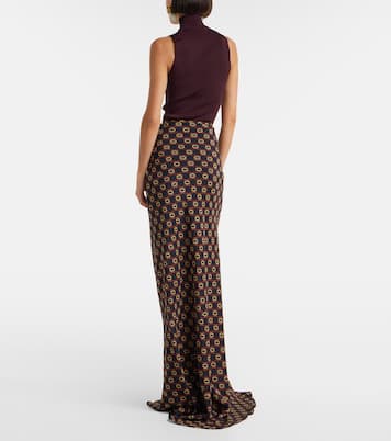 Draped printed silk skirt | Dries Van Noten