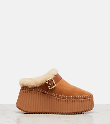 Plateau-Slippers Nama 80 aus Veloursleder | Chloé