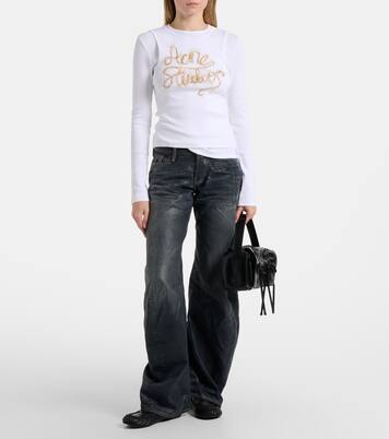 Logo layered cotton-blend top | Acne Studios