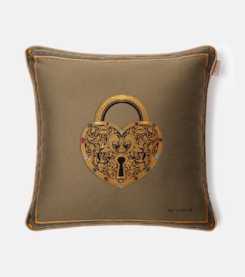 Herald embroidered cotton-blend cushion | Etro
