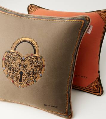 Herald embroidered cotton-blend cushion | Etro