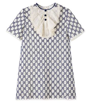 GG embroidered tulle-trimmed dress | Gucci Kids