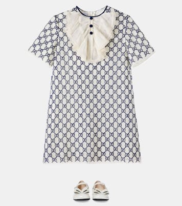 GG embroidered tulle-trimmed dress | Gucci Kids