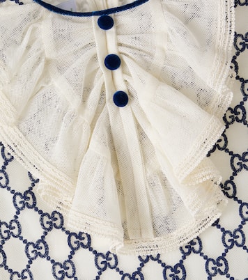 GG embroidered tulle-trimmed dress | Gucci Kids