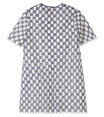 GG embroidered tulle-trimmed dress | Gucci Kids