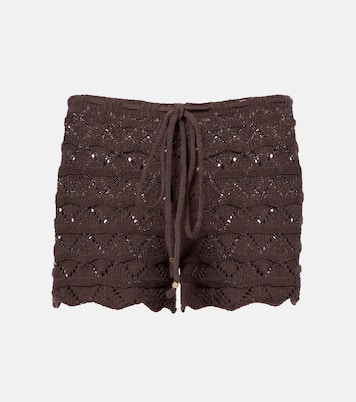 Mina open-knit cotton-blend shorts | Bananhot