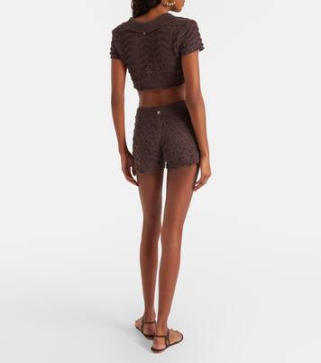 Mina open-knit cotton-blend shorts | Bananhot