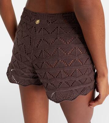 Mina open-knit cotton-blend shorts | Bananhot