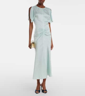 Gathered jacquard midi dress | Victoria Beckham