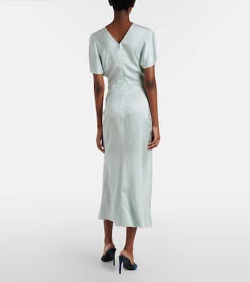 Gathered jacquard midi dress | Victoria Beckham