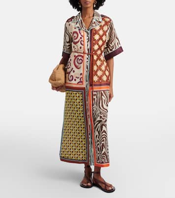 Wilson printed linen and silk shirt dress | Alémais