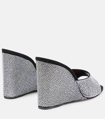 Lupita embellished suede wedge mules | Amina Muaddi