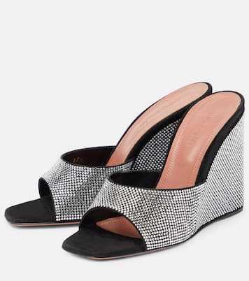 Lupita embellished suede wedge mules | Amina Muaddi