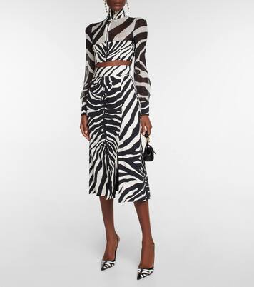 Zebra-print chiffon-paneled crop top | Dolce&Gabbana