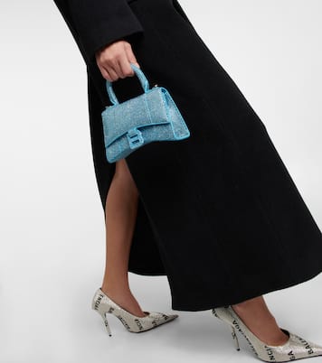 Sac Hourglass Mini en daim à ornements | Balenciaga