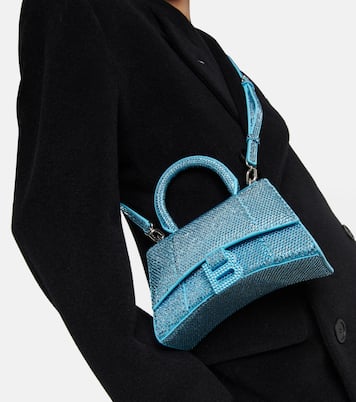 Sac Hourglass Mini en daim à ornements | Balenciaga