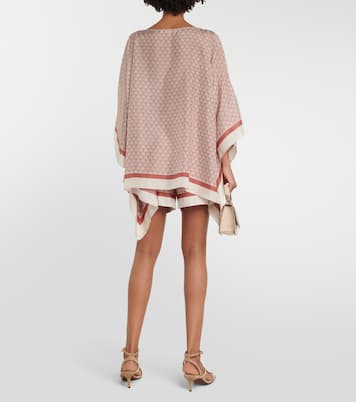 Embellished printed silk top | Brunello Cucinelli